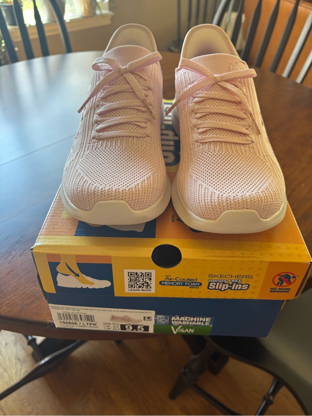 Skechers Women’s Light Pink Knit Slip-On Athletic Sneakers
